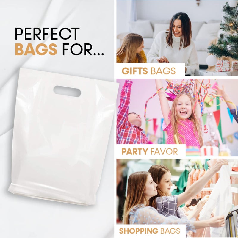 Bags4U أكياس البضائع، مقابض مقطوعة، أكياس قوية، متينة، ومقاومة للتمزق مثالية للبيع بالتجزئة، المتاجر، أو أي فعاليات، بأحجام وألوان مختلفة (أبيض، 15x18 بوصة (عبوة من 100)) - Image 3